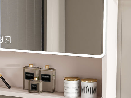 Aluminium Medicine Cabinet Mirror, With 3 Colors LED Light And Defogging Function - Khaki