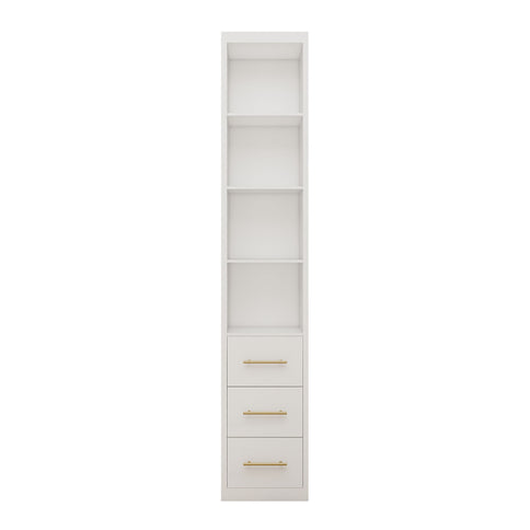 Tall Storage Cabinet With 3 Drawers For Bedroom - White