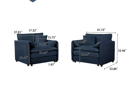 Modern Oversized Accent Chair, Comfy Single Sofa With Large Seat (Set of 2)