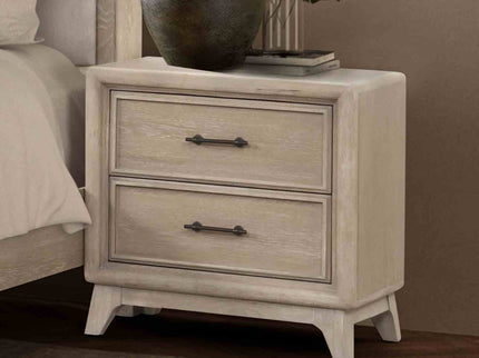 1 Piece Nightstand With Angled Feet, Dovetail Drawers, Bedroom Furniture - Oak