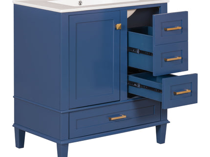 Bathroom Vanity, Modern Bathroom Cabinet With Sink Combo Set, Bathroom Storage Cabinet With A Soft Closing Door And 3 Drawers, Solid Wood Frame