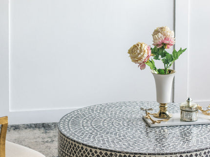Unique Capiz Coffee Table & Pedestal Base