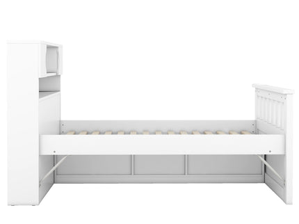 Captain Platform Bed Frame With Storage Bookcases, Shelves, And 4 Drawers