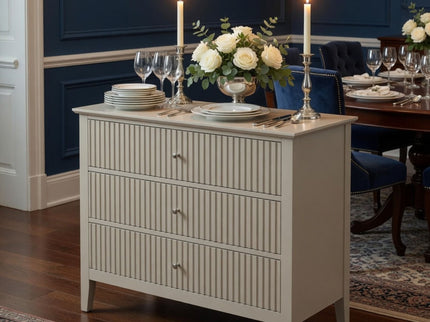 Fluted 3 Drawer Nightstand With Soft Close Slides