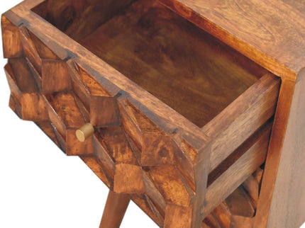 Mini Cube Carved 2 Drawer Nightstand