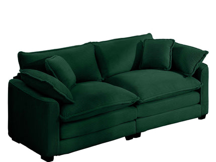Modern 2 Seater With 4 Pillows, Upholstered Deep Seating Loveseat