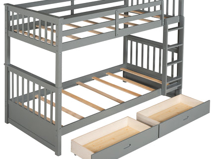 Bunk Bed With Ladders And 2 Storage Drawers