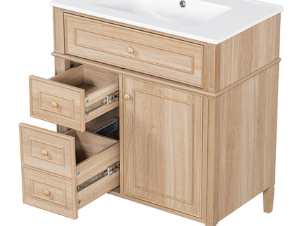 Bathroom Vanity With Sink, Flip Out Drawer, 2 Soft Close Drawers, 1 Soft Close Door - Wood