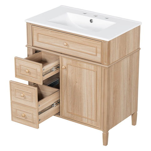 Bathroom Vanity With Sink, Flip Out Drawer, 2 Soft Close Drawers, 1 Soft Close Door - Wood