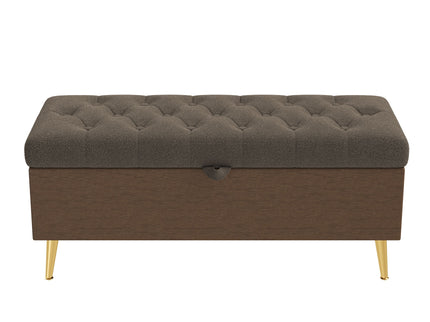 Modern Tufted Storage Ottoman Bench With Metal Legs