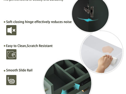 Ceramic Sink Combo, Freestanding Vanity Set With 3 Drawers & Soft Closing Doors