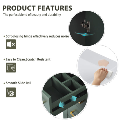 Ceramic Sink Combo, Freestanding Vanity Set With 3 Drawers & Soft Closing Doors