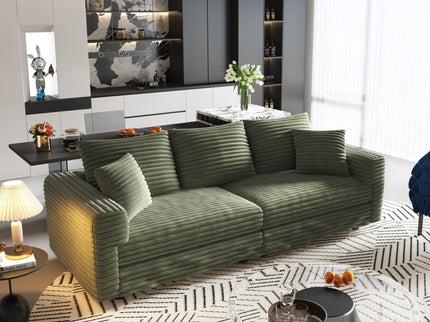 Convertible Deep Seat Sofa With Soft Pillows And Ottomans