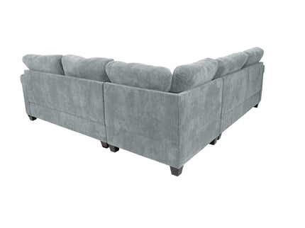 Modern Sectional Set With Corner Wedge, Loveseat, Ottoman & 2 Pillows