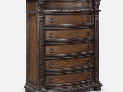 5 Drawer Tall Chest - Brown / Coffee