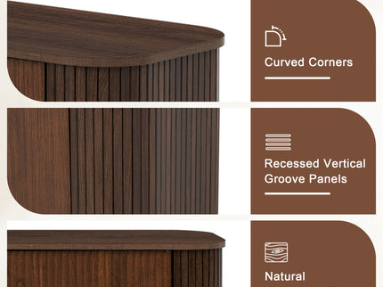 70" TV Stand With Ample Storage, Curved Corners - Dark Brown