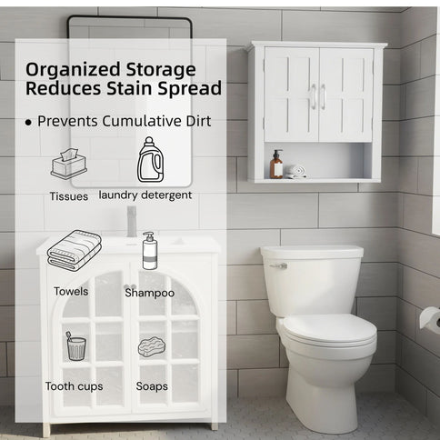 Multi Functional Wall Mounted Cabinet With Adjustable Shelves For Bathroom