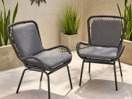 Outdoor Wicker Club Chair With Cushions (Set of 2)