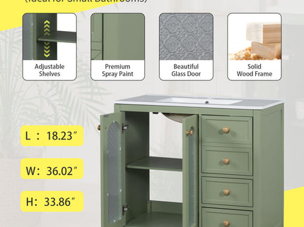 Bathroom Vanity With Two Soft Close Doors, Adjustable Shelves And Three Drawers