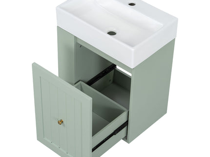 Modern Bathroom Vanity With Sink, Storage Cabinet, Drawer & Side Shelf