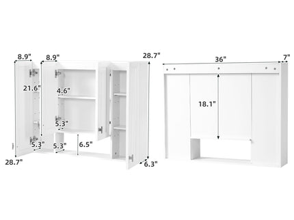 Bathroom Cabinet With 5 Adjustable Shelves, Soft Closing Hinges, Open Shelving Design - White