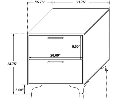 Karena - 2 Drawer Rectangular Nightstand - White
