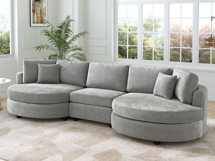 Modern 3 Seater Upholstered Sofa With Curved Design