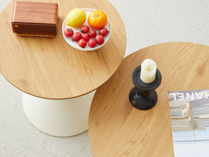 Round Coffee Table - Brown / White