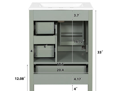 Bathroom Vanity With Sink, Soft-Close Doors, Double-Layer Shelf And 3 Drawers