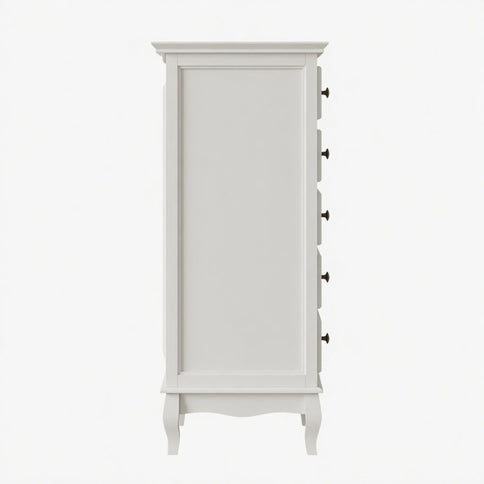 5 Drawer Tall Wide Chest Of Drawers - White