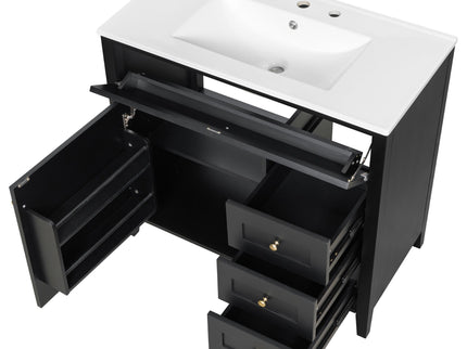 Bathroom Vanity With Sink, Cabinet With 3 Drawers And Adjustable Shelf