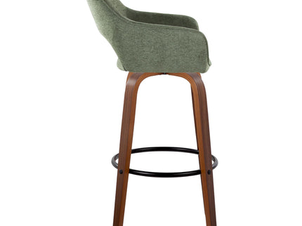 Mustang - Contemporary Fixed Height Barstool With Swivel & Round Footrest (Set of 2)