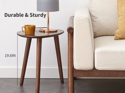 Center Table Low Table 100% Solid Oak Wood Top Plate Desk Pebble Shaped Natural Wooden Coffee Table - Walnut