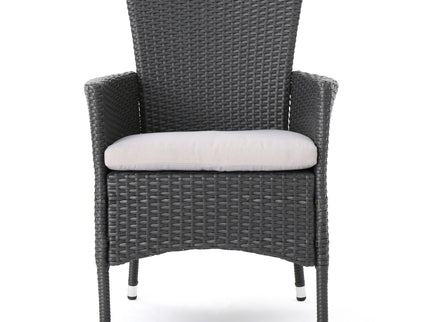 Dimensional Outdoor Dining Chair With Cushion Seat And Iron Frame (Set of 2)