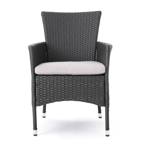Dimensional Outdoor Dining Chair With Cushion Seat And Iron Frame (Set of 2)