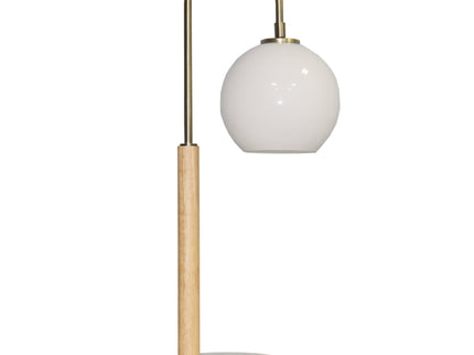 Bedside Table Lamp With Globe Lampshade - White