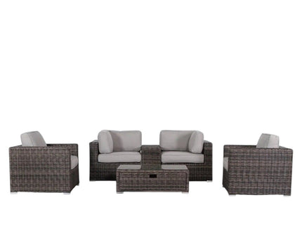 Wicker Seating Group Set With Table And Cushions