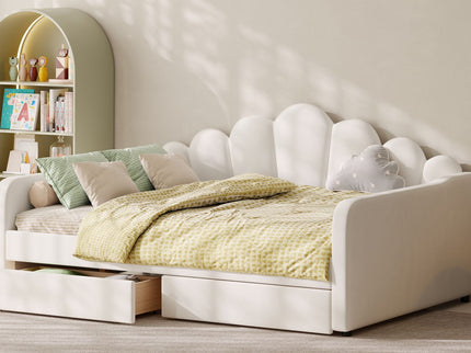 Shell Shaped Upholstered Daybed Frame With Slats