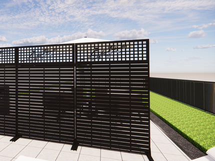 Outdoor / Indoor Divider With Freestanding Decorative Privacy Screen - Black