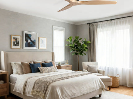 Low Profile Flush Ceiling Fan Without Light - Matte White / White