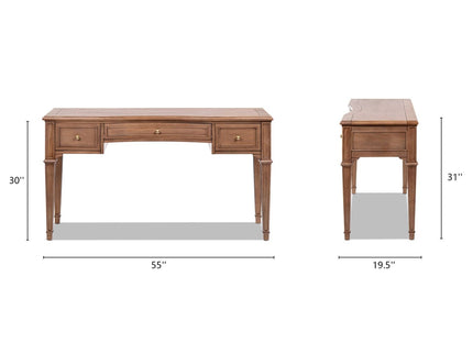 Dauphin - 3 Drawer Executive Desk - Brown