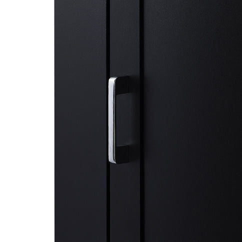 Tall Freestanding Bathroom Storage Cabinet With Adjustable Shelves And Side Hooks Board, Rectangle Design