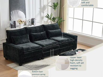 Modern Comfy L Shaped Sectional Sofa With Movable Ottoman