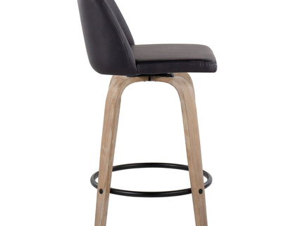 Toriano - Contemporary Fixed-Height Counter Stool & Swivel With Round Footrest (Set of 2)