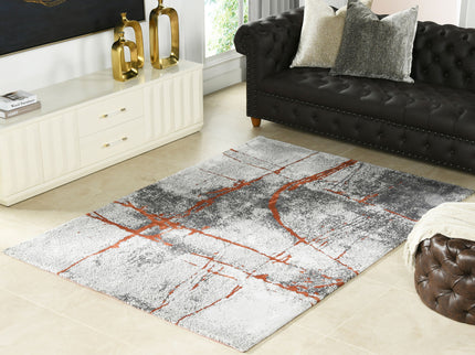 Quarry - 5' X 6.5' Abstract Area Rug - Gray / Orange