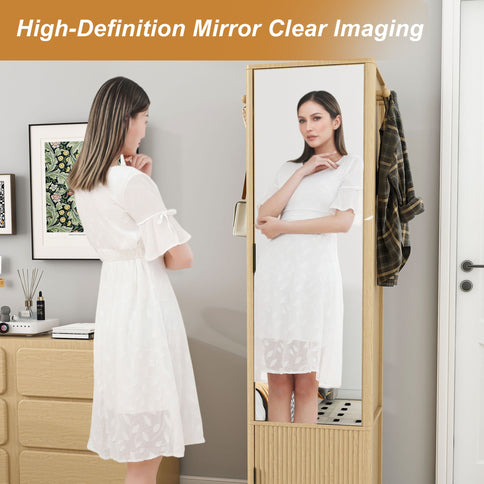 360° Rotating Makeup Cabinet With Full Length Mirror