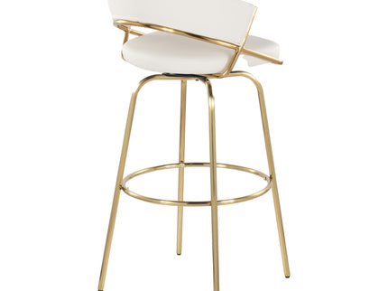 Jie - Fixed Height Contemporary Barstool With Swivel With Round Footrest (Set of 2)