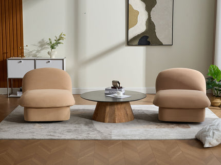 Pumpkin Shaped Swivel Accent Chair, 360 Degree Rotation For Living Room