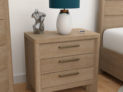 3 Drawer Nightstand - Tan