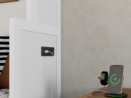 Queen Size Murphy Bed With Wardrobe, Space-Saving Hidden Wall Bed With Desk And Charging Station - White